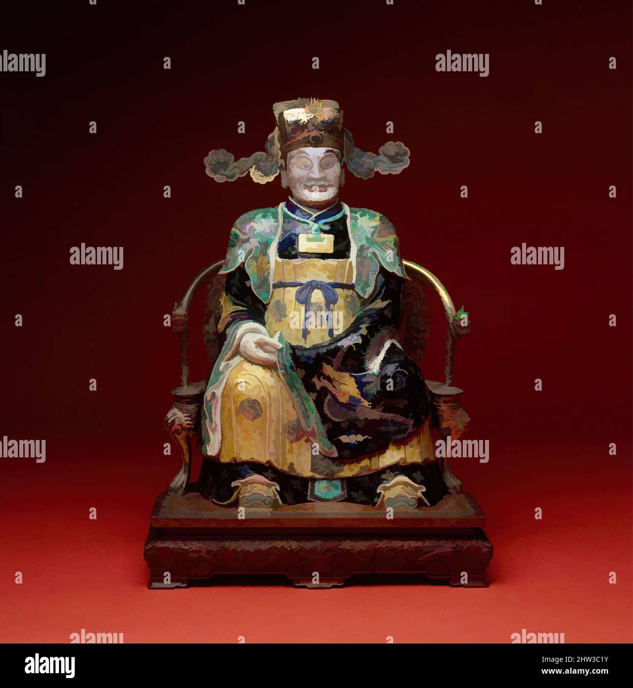 Art inspired by Figure, possibly the God of Wealth in His Military Aspect, Qing dynasty (1644–1911), Kangxi period (1662–1722), late 17th–early 18th century, China, Porcelain painted in famille verte enamels on the biscuit, H. 22 3/4 in. (57.8 cm), Ceramics, The tentative, Classic works modernized by Artotop with a splash of modernity. Shapes, color and value, eye-catching visual impact on art. Emotions through freedom of artworks in a contemporary way. A timeless message pursuing a wildly creative new direction. Artists turning to the digital medium and creating the Artotop NFT Stock Photo