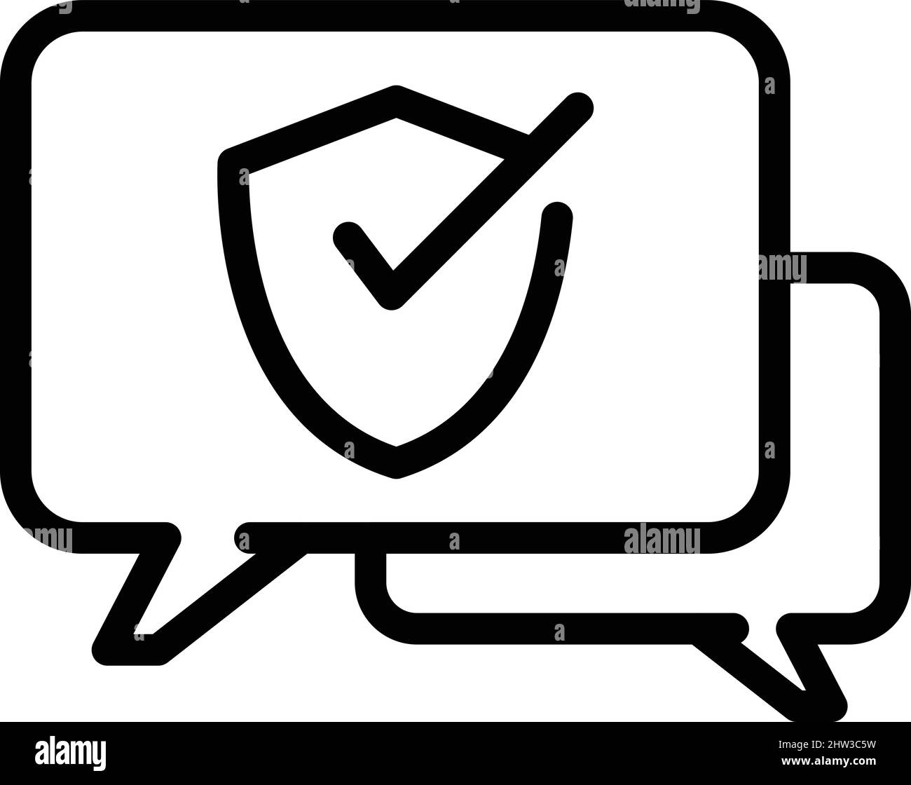 Secured chat icon outline vector. Antivirus data. Firewall safety Stock Vector