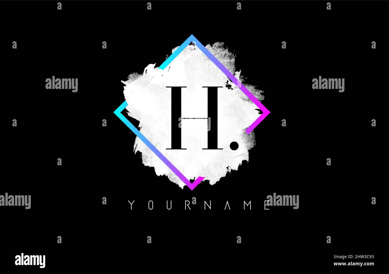Purple H Letter Logo Design with White Stroke and Gradient Square Frame ...