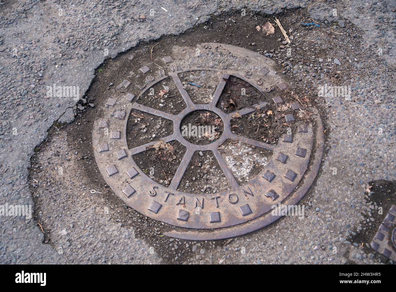 Drainage cover, manhole cover, cast iron cover, blocked drain, road
