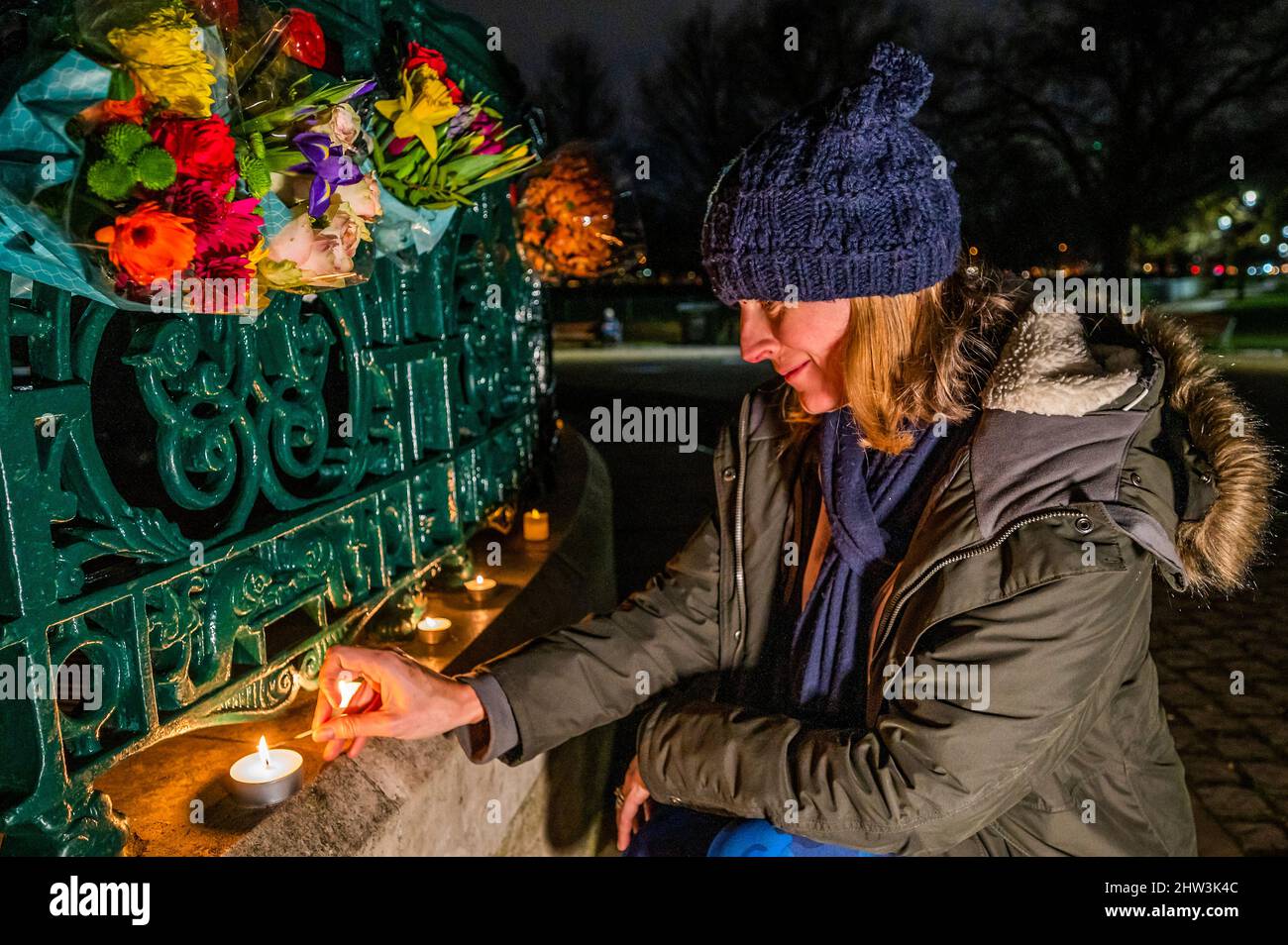 London, UK. 3rd Mar, 2022. Candles are lit - People gather at the Bandstand on Clapham Common on the first anniversary of the murder of Sarah Everard - organised by Urban Angels. She disappeared on March 3 2021 on her way home from Clapham to Brixton. Credit: Guy Bell/Alamy Live News Stock Photo