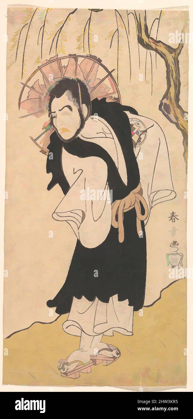 Art inspired by The Actor Nakamura Utaemon I as a Monk under a Willow Tree, Edo period (1615–1868), 1726–1792, Japan, Polychrome woodblock print; ink and color on paper, 12 1/8 x 5 7/8 in. (30.8 x 14.9 cm), Prints, Katsukawa Shunshō (Japanese, 1726–1792, Classic works modernized by Artotop with a splash of modernity. Shapes, color and value, eye-catching visual impact on art. Emotions through freedom of artworks in a contemporary way. A timeless message pursuing a wildly creative new direction. Artists turning to the digital medium and creating the Artotop NFT Stock Photo