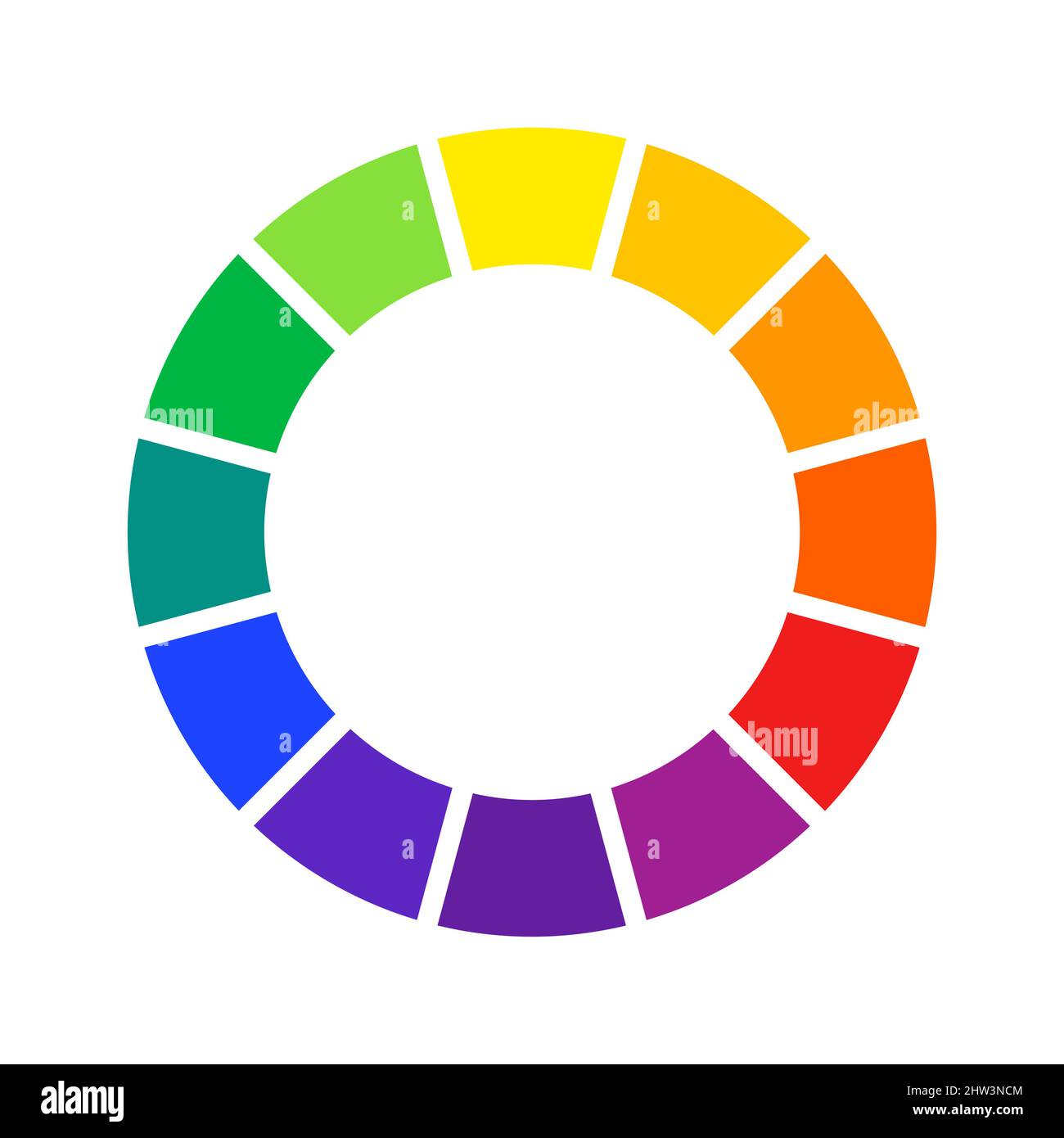 Color wheel guide with twelve colors vector illustration. Spectrum palette for design Stock 