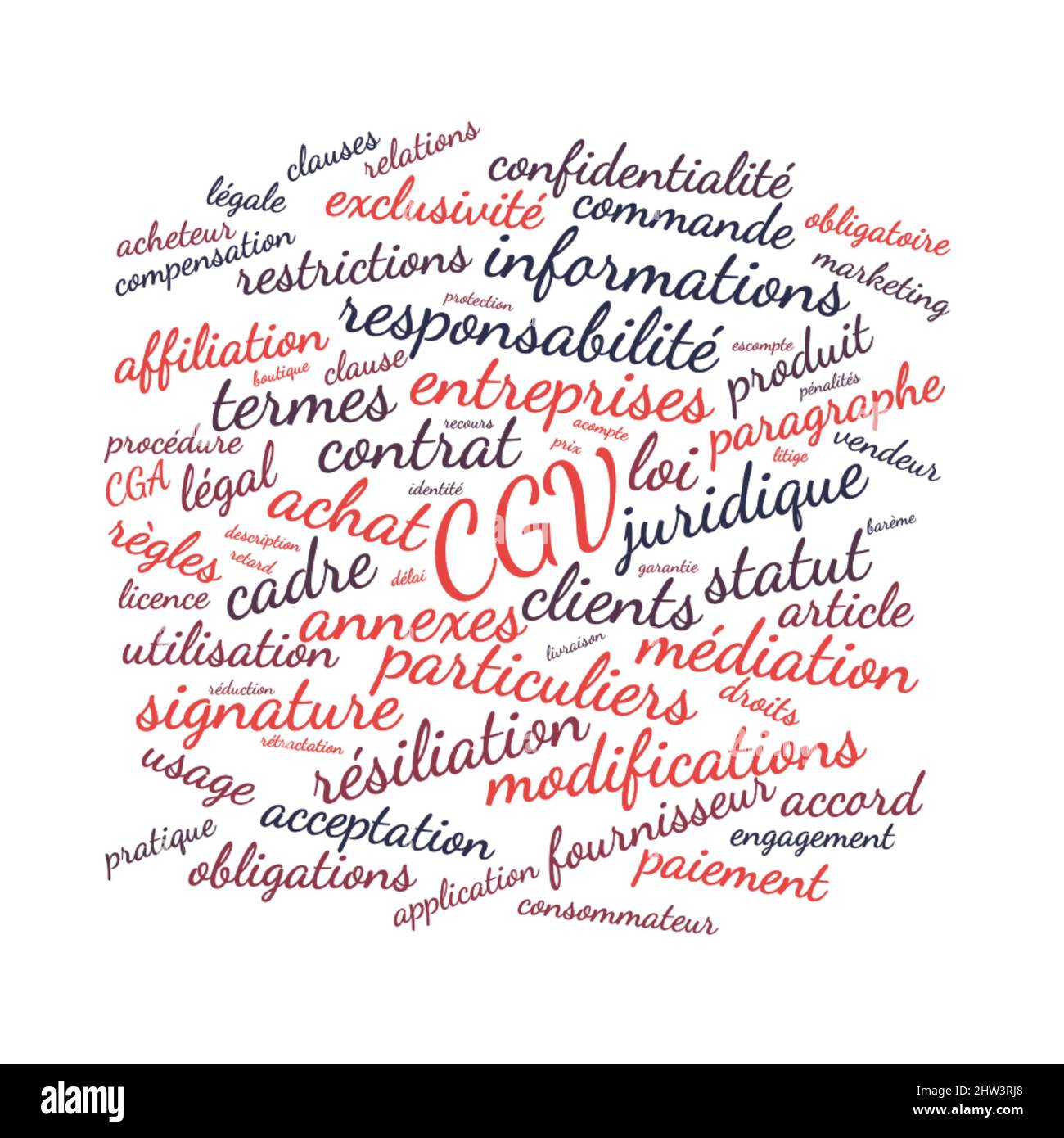 General Conditions word cloud vector illustration in French language ...