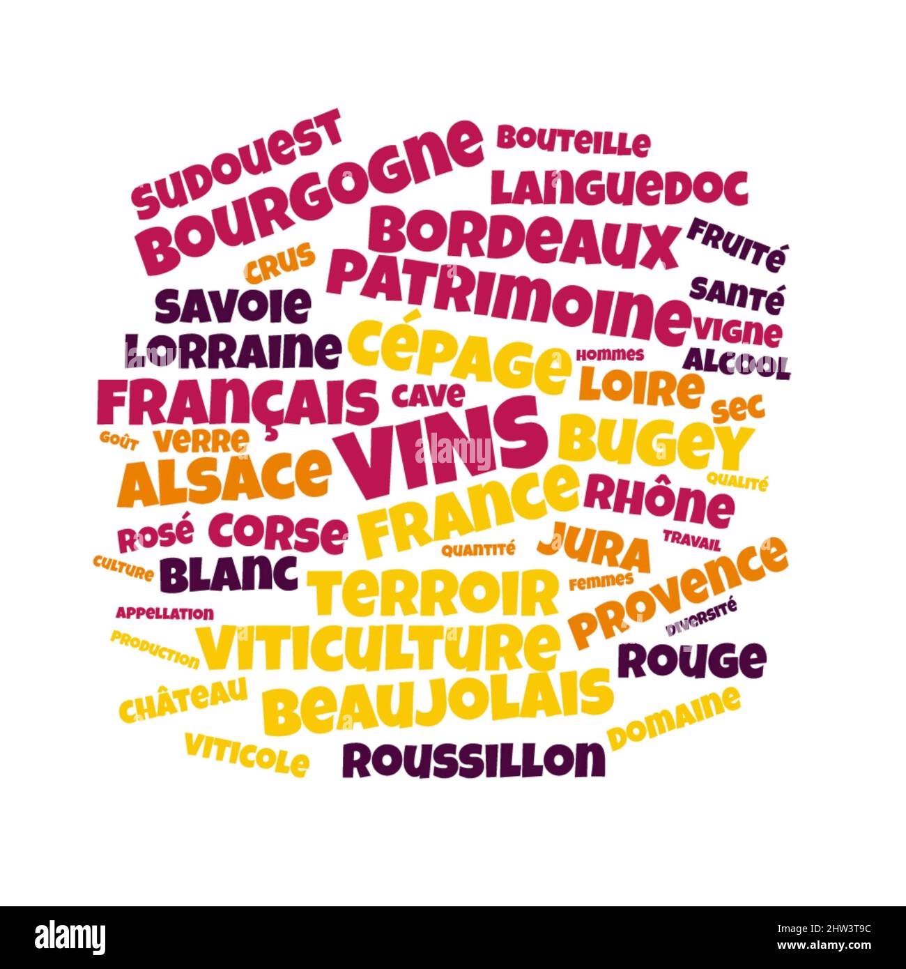 Wines word cloud vector illustration in French language Stock Photo Alamy