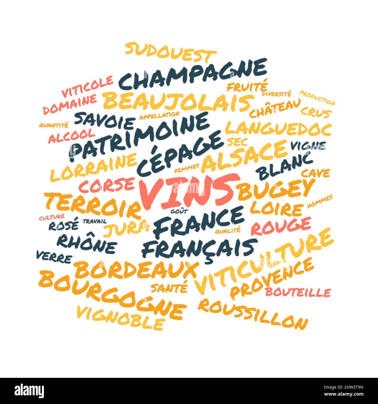 Wines word cloud vector illustration in French language Stock Photo Alamy