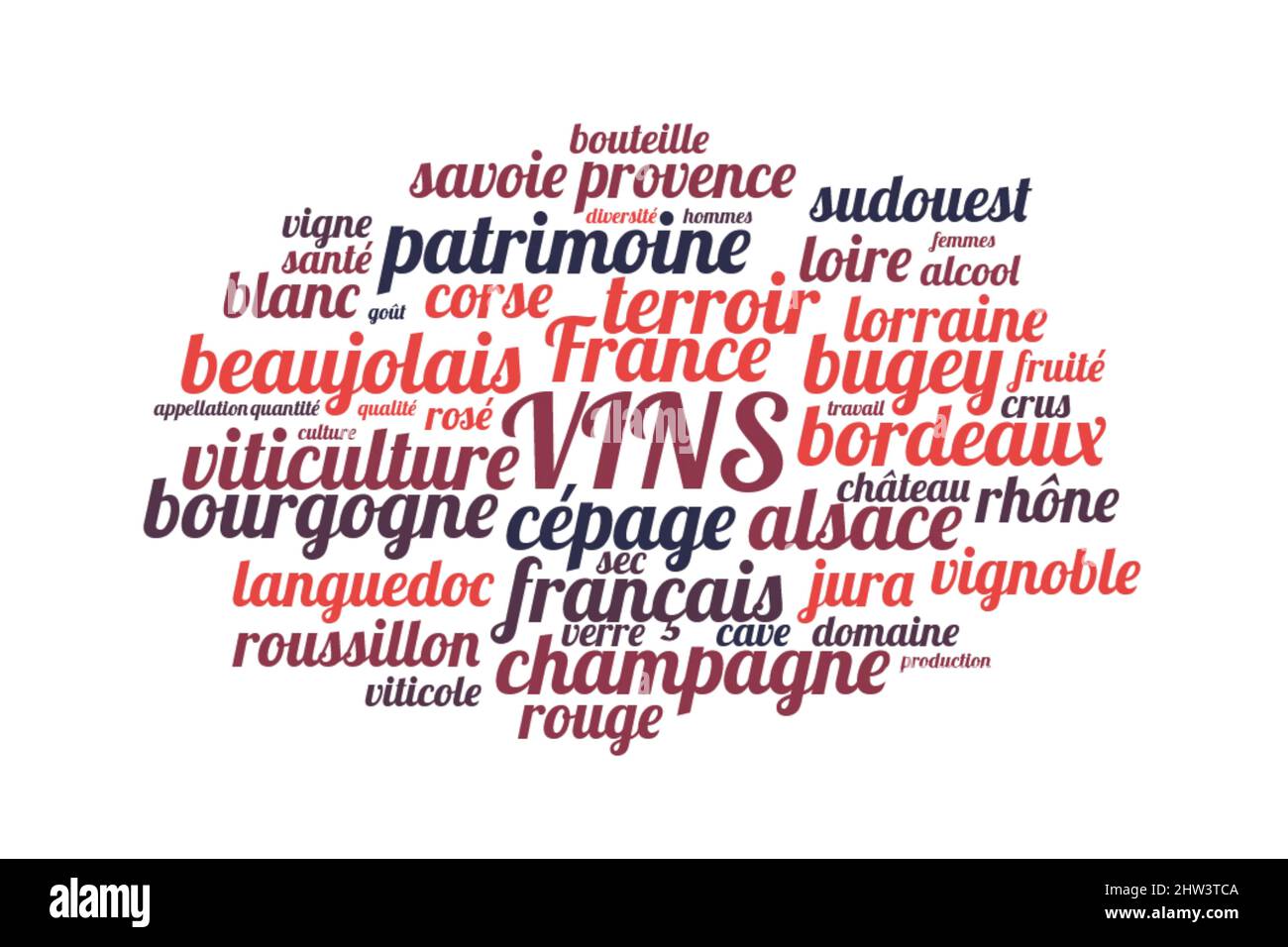 Wines word cloud vector illustration in French language Stock Photo Alamy