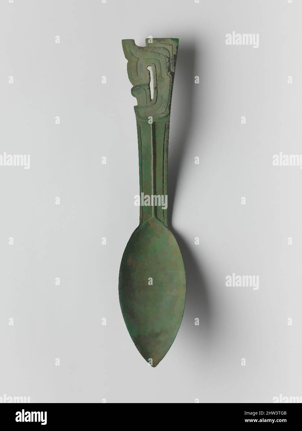 Art inspired by 匕, Ritual Spoon (Bi), mid-Zhou dynasty (1046–256 B.C.), late 9th–early 8th century B.C., China, Bronze, W. 2 1/2 in. (6.4 cm); L. 12 3/4 in. (32.4 cm); Wt. 1 lb. (0.5 kg), Metalwork, Classic works modernized by Artotop with a splash of modernity. Shapes, color and value, eye-catching visual impact on art. Emotions through freedom of artworks in a contemporary way. A timeless message pursuing a wildly creative new direction. Artists turning to the digital medium and creating the Artotop NFT Stock Photo