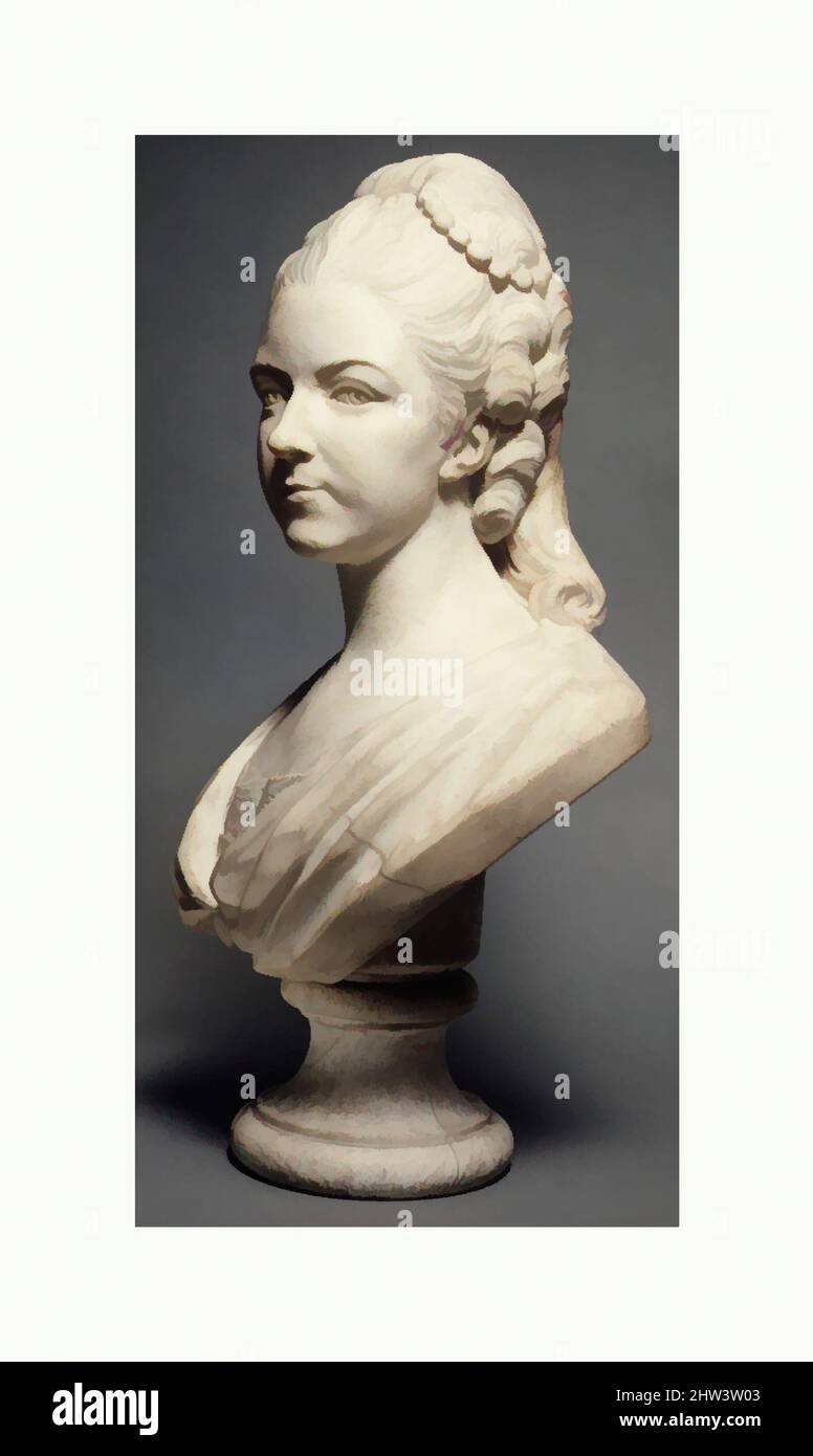 Art inspired by Félicité Sophie de Lannion, Duchesse de La Rochefoucauld, at the Age of 29 Years (1745–1830), 1774, French, White marble, H. 28-3/4 in. (73 cm.), Sculpture, Jean-Baptiste Lemoyne the Younger (French, Paris 1704–1778 Paris), Félicité Sophie de Lannion, born in 1745, Classic works modernized by Artotop with a splash of modernity. Shapes, color and value, eye-catching visual impact on art. Emotions through freedom of artworks in a contemporary way. A timeless message pursuing a wildly creative new direction. Artists turning to the digital medium and creating the Artotop NFT Stock Photo
