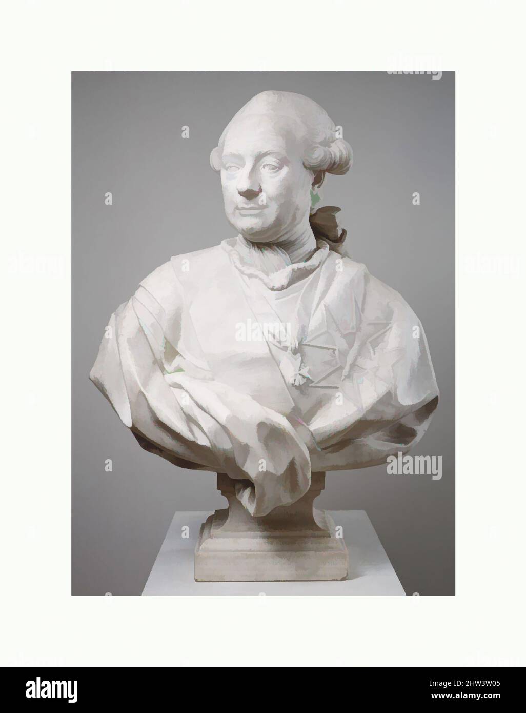 Art inspired by Louis Nicolas Victor de Félix, Comte du Muy and Marshal of France (1711–1775), 1776, French, Paris, Marble, Height: 31 1/2 in. (80 cm), Sculpture, Jean Jacques Caffiéri (French, Paris 1725–1792 Paris), The subject was given the Order of the Saint-Espirit in 1764 and, Classic works modernized by Artotop with a splash of modernity. Shapes, color and value, eye-catching visual impact on art. Emotions through freedom of artworks in a contemporary way. A timeless message pursuing a wildly creative new direction. Artists turning to the digital medium and creating the Artotop NFT Stock Photo