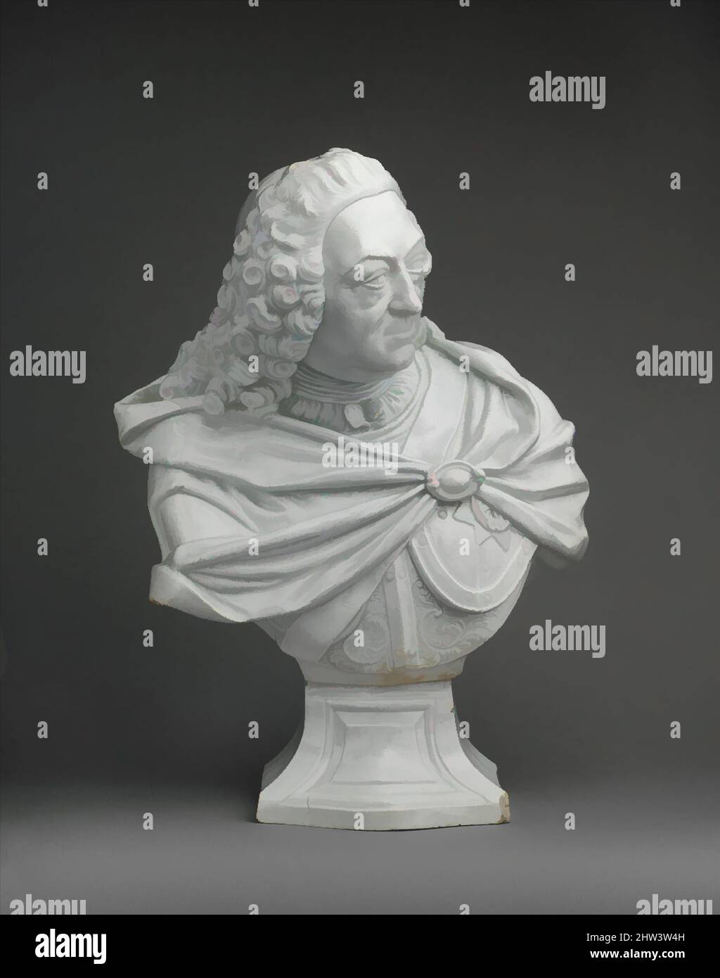 Art inspired by King George II (1683–1727, reigned 1727–60), ca. 1760, British, probably Vauxhall, Soft-paste porcelain, Overall (confirmed): 7 1/16 × 12 5/8 × 6 7/8 in. (17.9 × 32.1 × 17.5 cm), Ceramics-Porcelain, The king wears a cavalry officer's cuirass beneath his military cloak, Classic works modernized by Artotop with a splash of modernity. Shapes, color and value, eye-catching visual impact on art. Emotions through freedom of artworks in a contemporary way. A timeless message pursuing a wildly creative new direction. Artists turning to the digital medium and creating the Artotop NFT Stock Photo