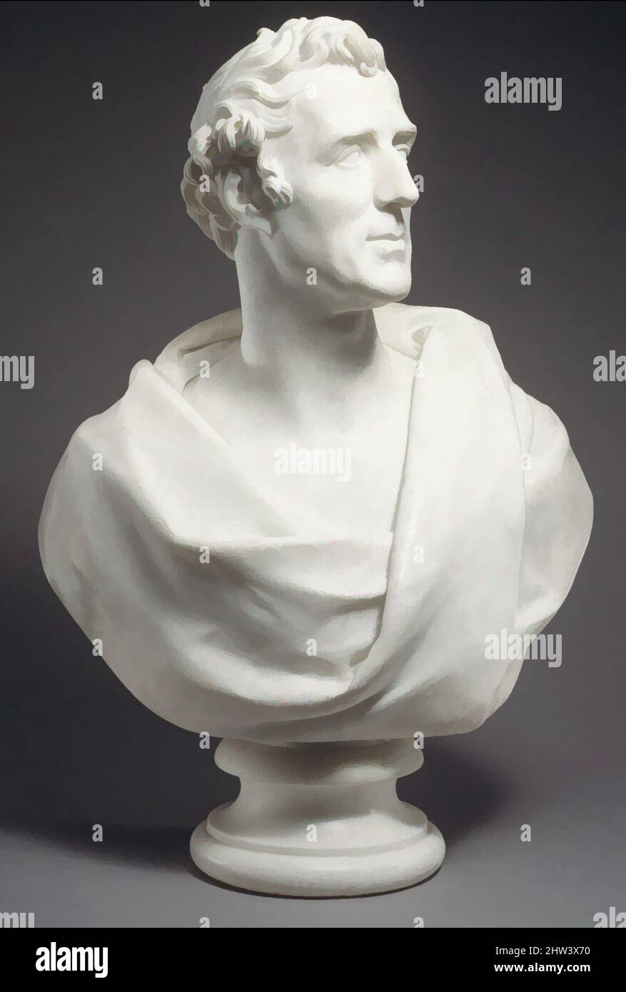 Art inspired by Arthur Wellesley (1769–1852), 1st Duke of Wellington, 1823, British, Marble; column of red scagliola with marble foot, Height (bust): 25 3/4 in. (65.4 cm); Height (column): 47 3/4 in. (121.3 cm), Sculpture, Sir Francis Chantrey (British, 1781–1841), Wellington led the, Classic works modernized by Artotop with a splash of modernity. Shapes, color and value, eye-catching visual impact on art. Emotions through freedom of artworks in a contemporary way. A timeless message pursuing a wildly creative new direction. Artists turning to the digital medium and creating the Artotop NFT Stock Photo