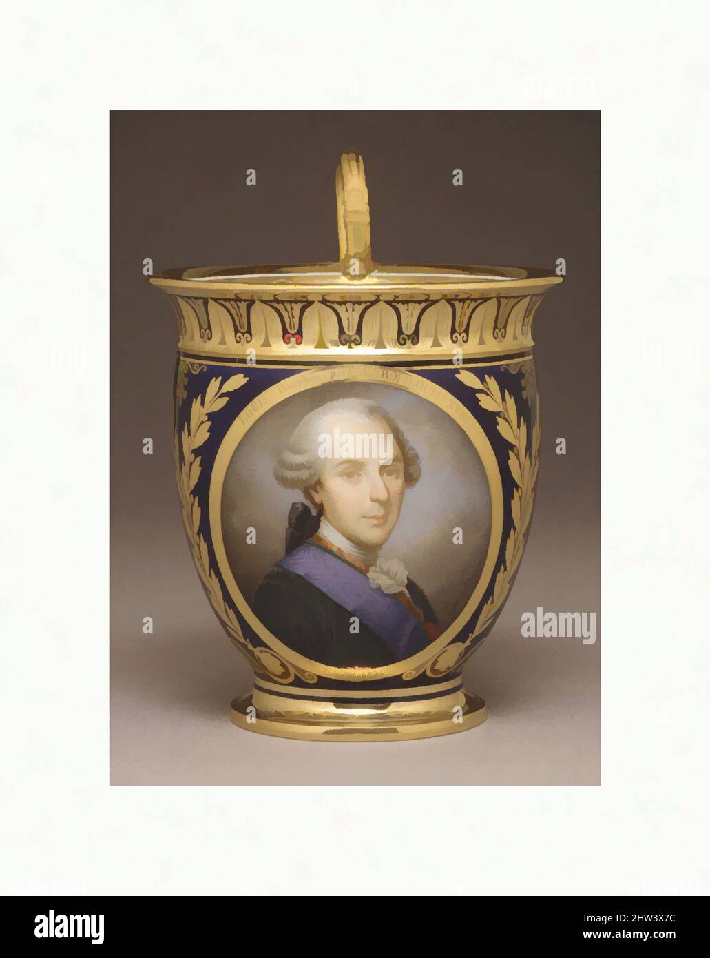 Art inspired by Cup (tasse à chocolat AB), 1822–23, French, Sèvres, Hard-paste porcelain, Height: 4 13/16 in. (12.2 cm), Ceramics-Porcelain, After a miniature painting of 1819 by Marie-Victoire Jacquetot (1772–1855), After an original portrait of 1767 by Alexander Roslin (Swedish, Classic works modernized by Artotop with a splash of modernity. Shapes, color and value, eye-catching visual impact on art. Emotions through freedom of artworks in a contemporary way. A timeless message pursuing a wildly creative new direction. Artists turning to the digital medium and creating the Artotop NFT Stock Photo