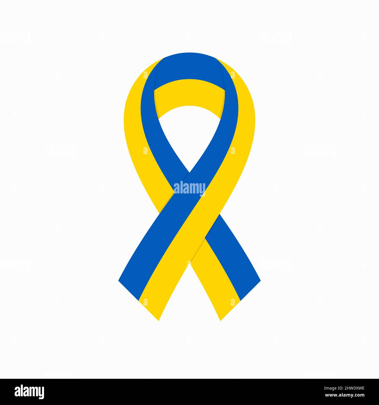 Blue and yellow ribbon. Vector illustration of abstract ribbon with Ukrainian national flag colors isolated on white background for your design Stock Vector