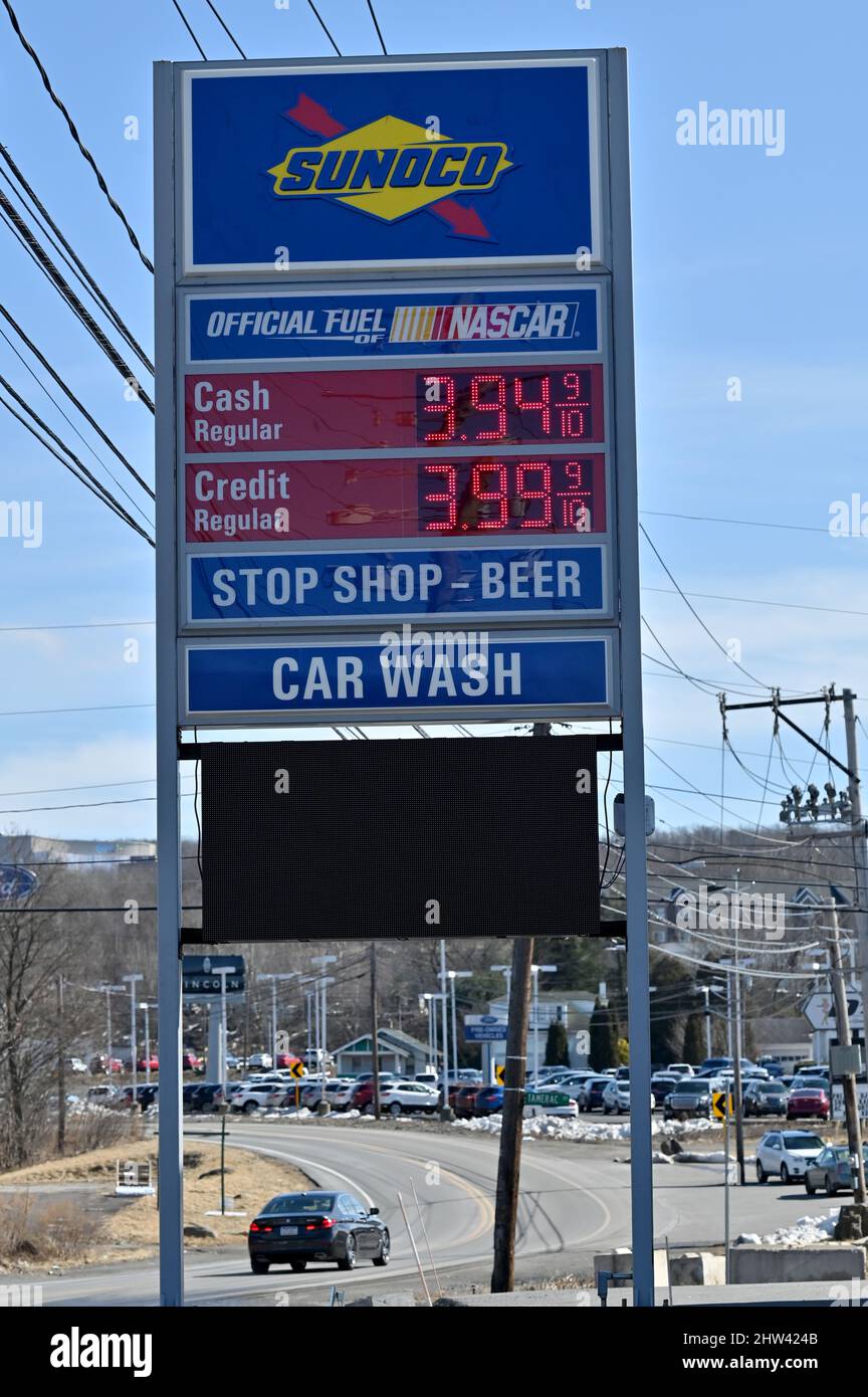 Sunoco gas price sign in WilkesBarre.Gas prices rose 30 cents a gallon