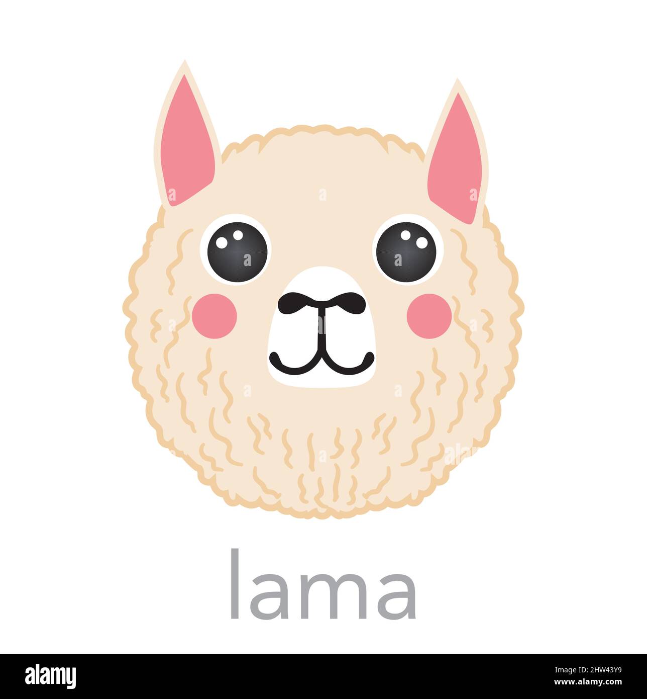 Llama Alpaca Cute Kawaii Style Drawing Kids T-Shirt for Sale by