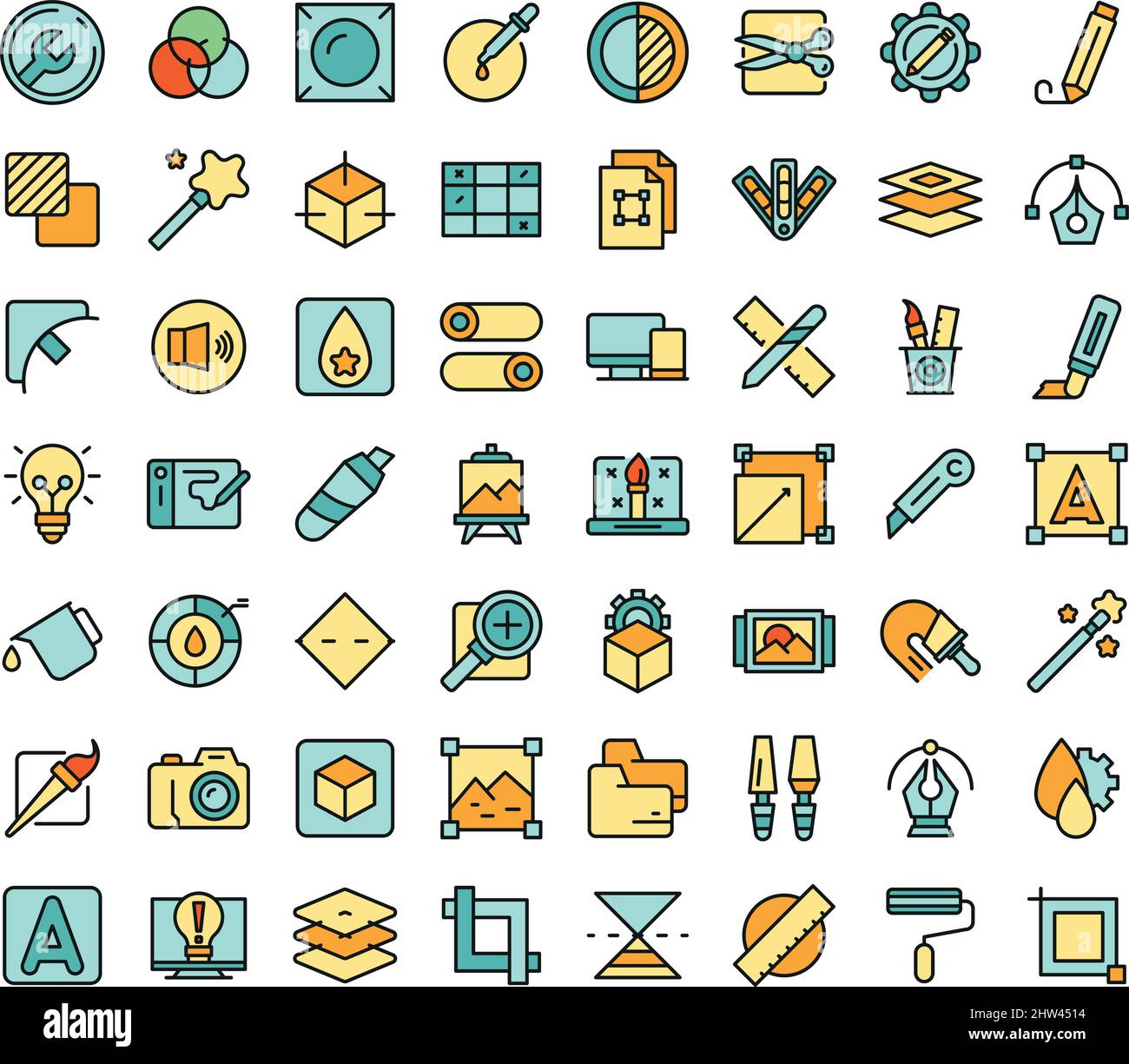 Editing tools icons set outline vector. Video create. Edit film Stock ...
