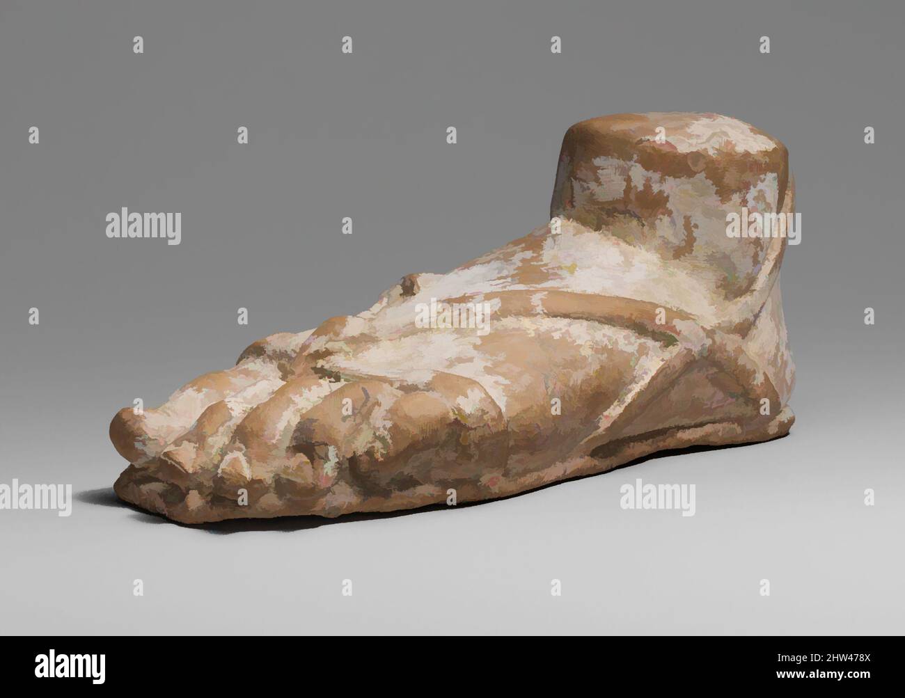 Art inspired by Terracotta left foot and ankle with sandal Late Classical 2nd half of the 4th century B.C. Greek South Italian Terracotta h. 3 1 16 in 7.8 cm w. 7 1 16