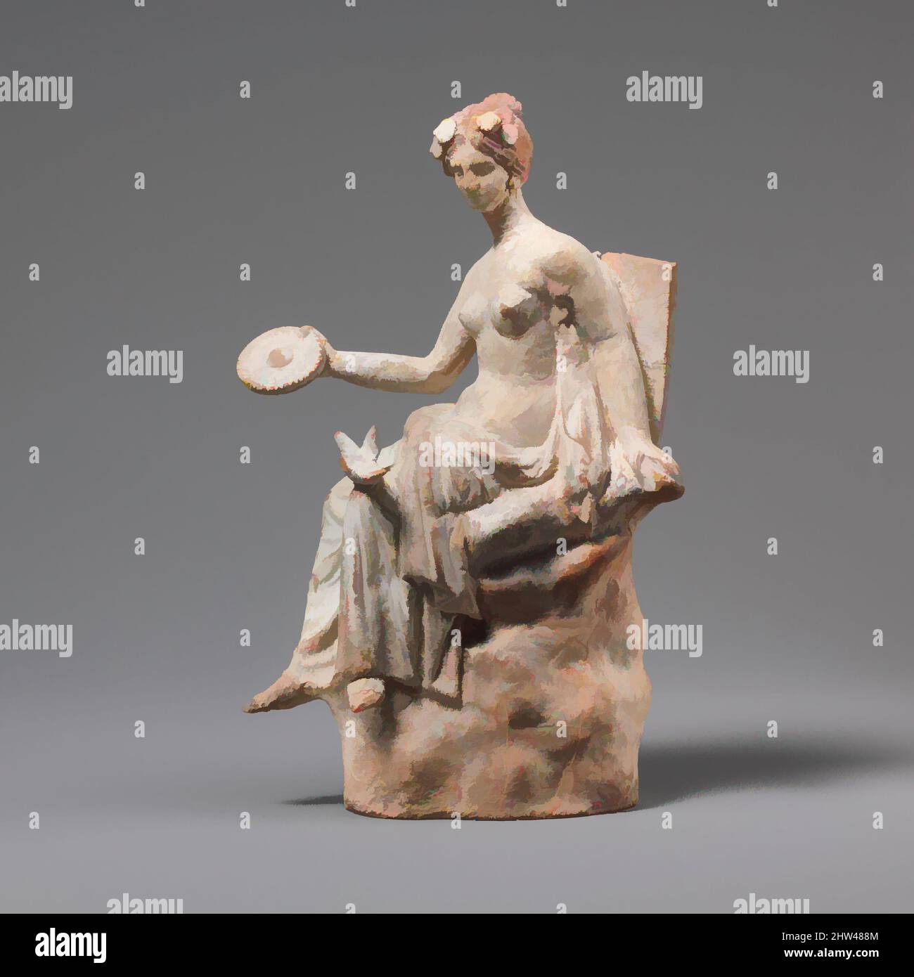 Terracotta statuette of Aphrodite seated on a rock, 3rd century 