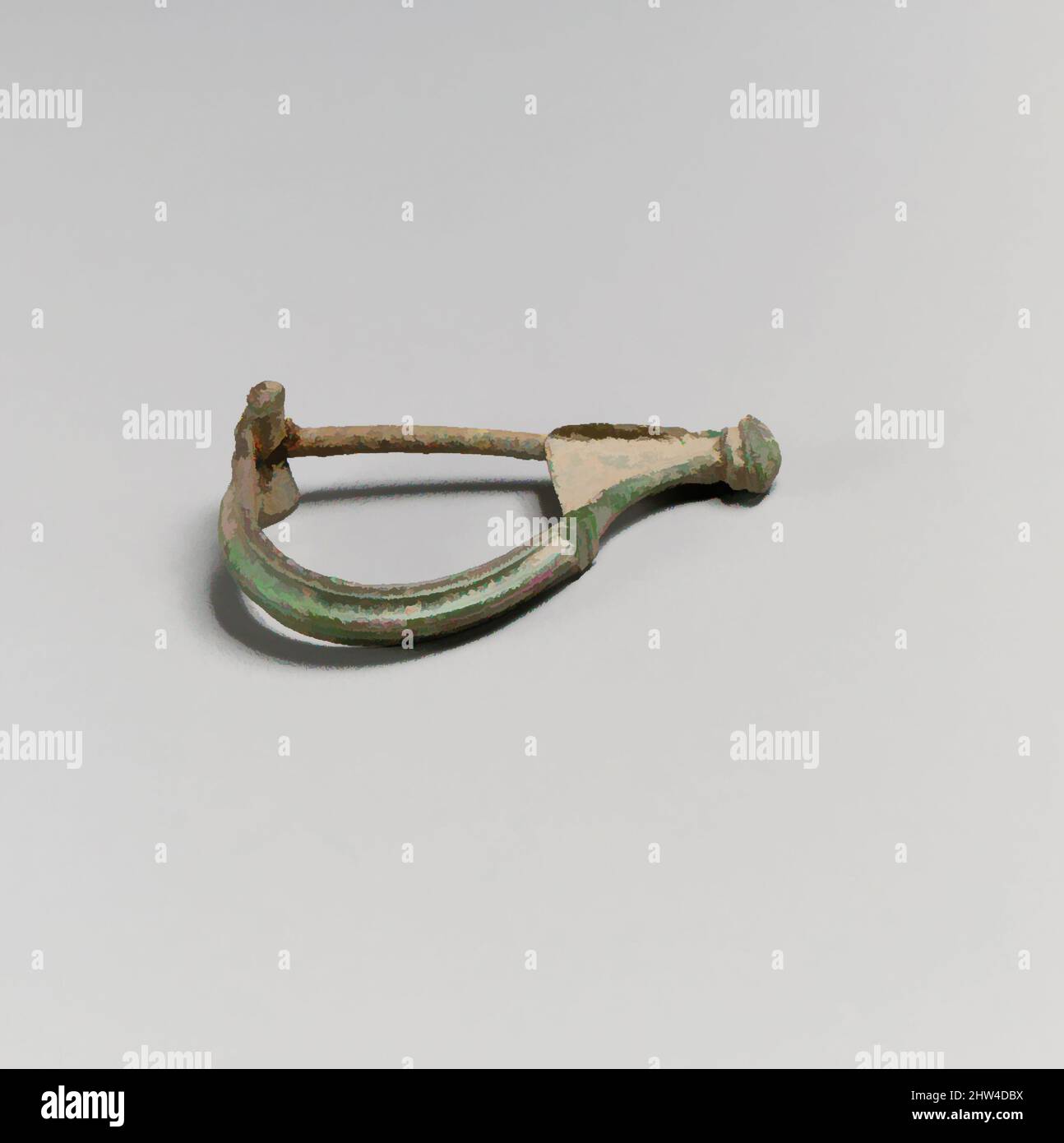 Art inspired by Fibula, Aucissa type, late 1st century B.C.–mid-1st century A.D., Roman, Bronze and iron, Other: 1 7/8 in. (4.7 cm), Bronzes, Classic works modernized by Artotop with a splash of modernity. Shapes, color and value, eye-catching visual impact on art. Emotions through freedom of artworks in a contemporary way. A timeless message pursuing a wildly creative new direction. Artists turning to the digital medium and creating the Artotop NFT Stock Photo