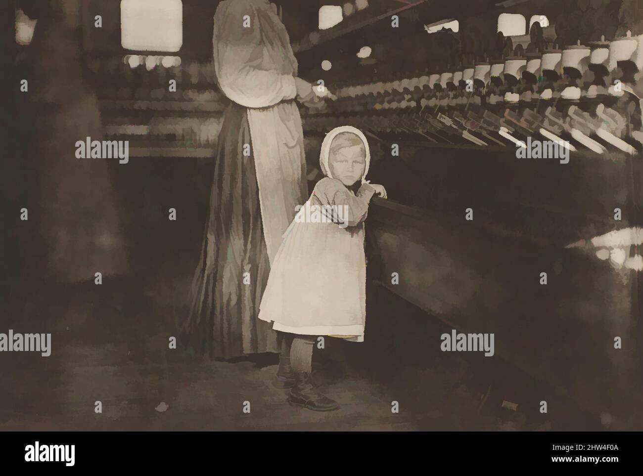 Art inspired by Ivey Mill, Hickory, N.C. Little one, 3 years old, who visits and plays in the mill. Daughter of the overseer., November 1898, Gelatin silver print, Image: 11.7 x 16.9 cm (4 5/8 x 6 5/8 in.), Photographs, Lewis Hine (American, 1874–1940), Trained as a sociologist at, Classic works modernized by Artotop with a splash of modernity. Shapes, color and value, eye-catching visual impact on art. Emotions through freedom of artworks in a contemporary way. A timeless message pursuing a wildly creative new direction. Artists turning to the digital medium and creating the Artotop NFT Stock Photo