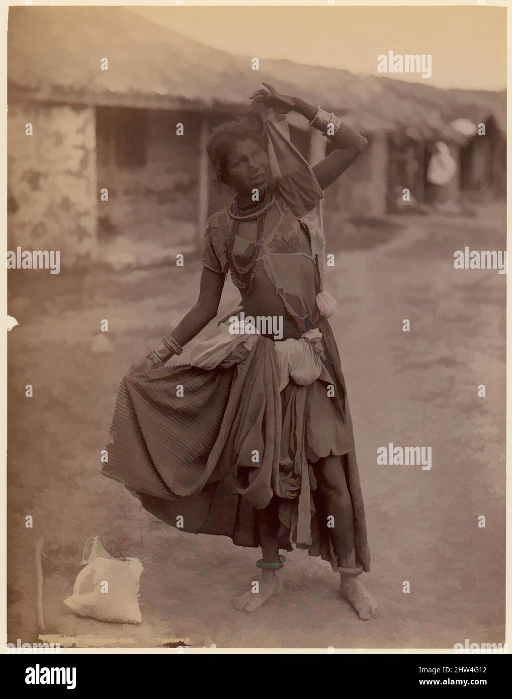 Art inspired by A Gypsy Dancing-Girl, Kathiawar, ca. 1915, Albumen silver print from glass negative, 23.5 x 18.2 cm (9 1/4 x 7 3/16 in.), Photographs, E. Taurines (probably French, active ca. 1885–1901, Classic works modernized by Artotop with a splash of modernity. Shapes, color and value, eye-catching visual impact on art. Emotions through freedom of artworks in a contemporary way. A timeless message pursuing a wildly creative new direction. Artists turning to the digital medium and creating the Artotop NFT Stock Photo