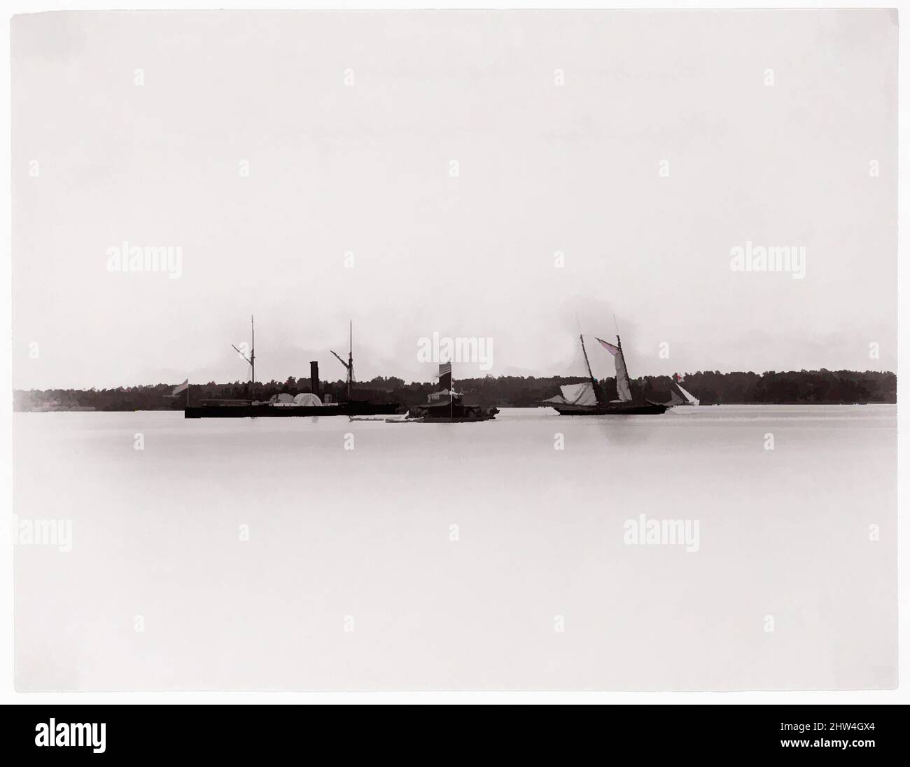 Art inspired by U.S. Gunboat 'Saginaw' and Monitor 'Onondaga', 1861–65, Albumen silver print from glass negative, Photographs, Classic works modernized by Artotop with a splash of modernity. Shapes, color and value, eye-catching visual impact on art. Emotions through freedom of artworks in a contemporary way. A timeless message pursuing a wildly creative new direction. Artists turning to the digital medium and creating the Artotop NFT Stock Photo