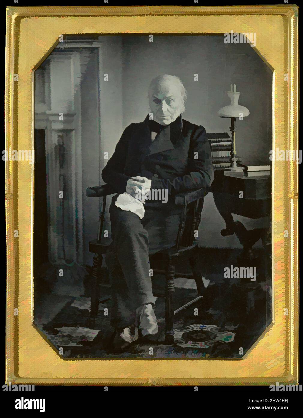 Art inspired by John Quincy Adams, ca. 1850, Daguerreotype, 12.0 x 9.0 cm (4 3/4 x 3 9/16 in.), Photographs, Albert Sands Southworth (American, West Fairlee, Vermont 1811–1894 Charlestown, Massachusetts), Josiah Johnson Hawes (American, Wayland, Massachusetts 1808–1901 Crawford Notch, Classic works modernized by Artotop with a splash of modernity. Shapes, color and value, eye-catching visual impact on art. Emotions through freedom of artworks in a contemporary way. A timeless message pursuing a wildly creative new direction. Artists turning to the digital medium and creating the Artotop NFT Stock Photo