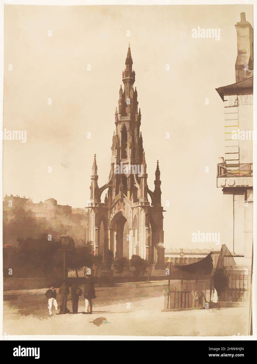Art inspired by Edinburgh. The Scott Monument, 1843–47, Salted paper print from paper negative, Photographs, David Octavius Hill (British, Perth, Scotland 1802–1870 Edinburgh, Scotland), Robert Adamson (British, St. Andrews, Scotland 1821–1848 St. Andrews, Scotland, Classic works modernized by Artotop with a splash of modernity. Shapes, color and value, eye-catching visual impact on art. Emotions through freedom of artworks in a contemporary way. A timeless message pursuing a wildly creative new direction. Artists turning to the digital medium and creating the Artotop NFT Stock Photo