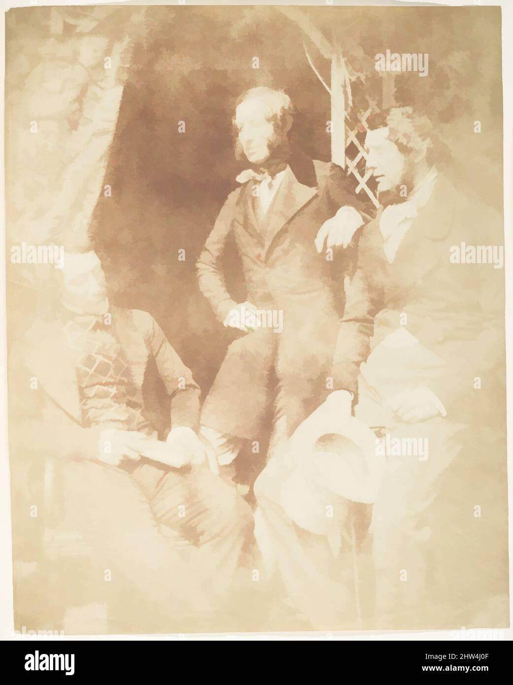 Art inspired by Ogilvie Fairly, Capt. Hamilton, and Gilmore, 1843–47, Salted paper print from paper negative, Photographs, David Octavius Hill (British, Perth, Scotland 1802–1870 Edinburgh, Scotland), Robert Adamson (British, St. Andrews, Scotland 1821–1848 St. Andrews, Scotland, Classic works modernized by Artotop with a splash of modernity. Shapes, color and value, eye-catching visual impact on art. Emotions through freedom of artworks in a contemporary way. A timeless message pursuing a wildly creative new direction. Artists turning to the digital medium and creating the Artotop NFT Stock Photo