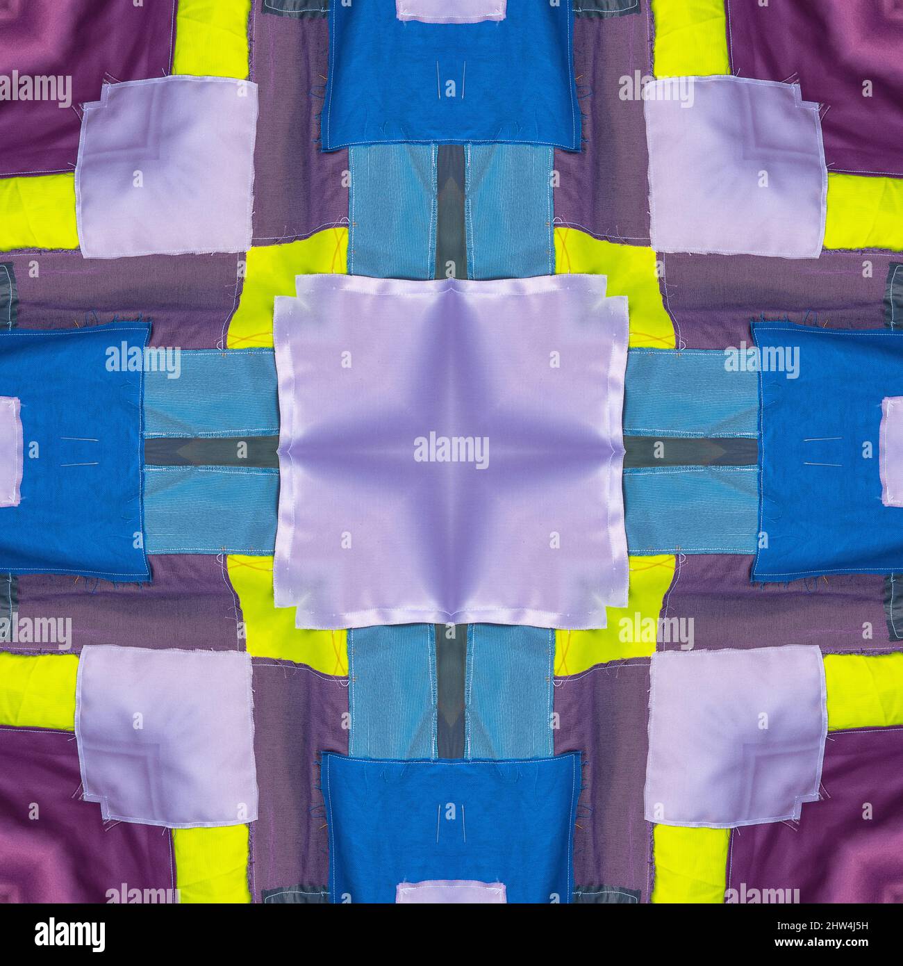 Abstract kaleidoscope or endless pattern made from fabric for background used. Stock Photo