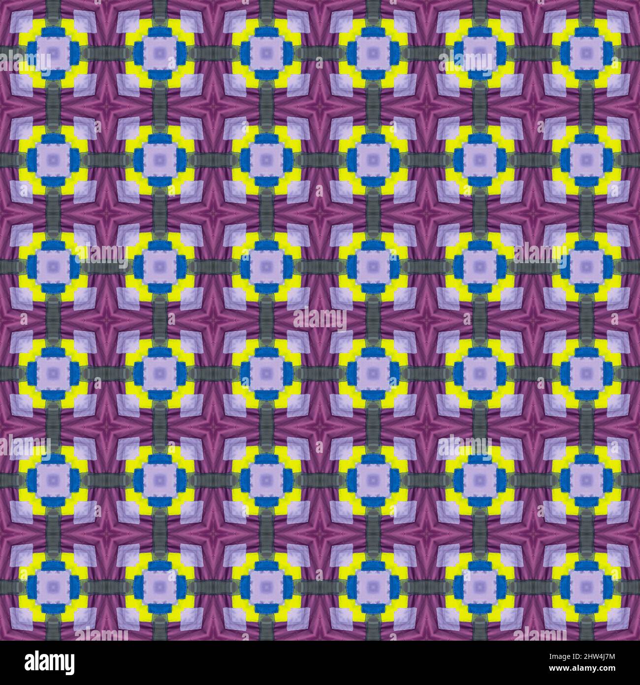 Abstract kaleidoscope or endless pattern made from fabric for background used. Stock Photo