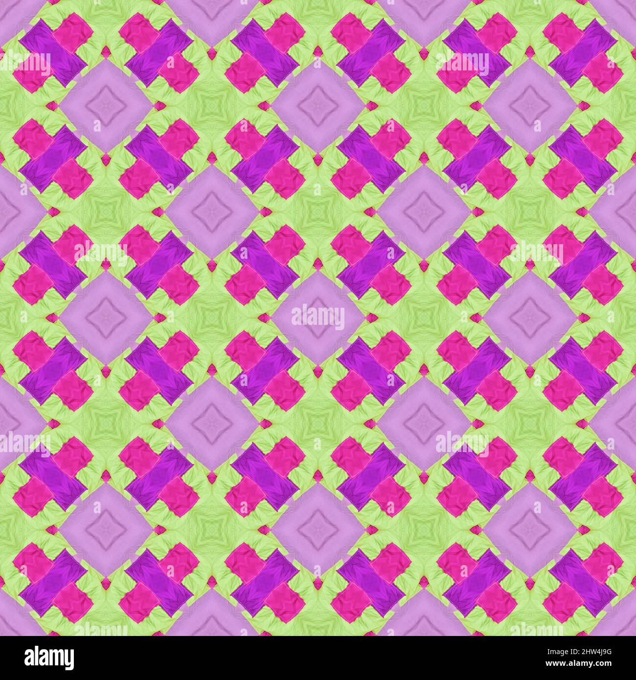 Abstract kaleidoscope or endless pattern made from fabric for background used. Stock Photo