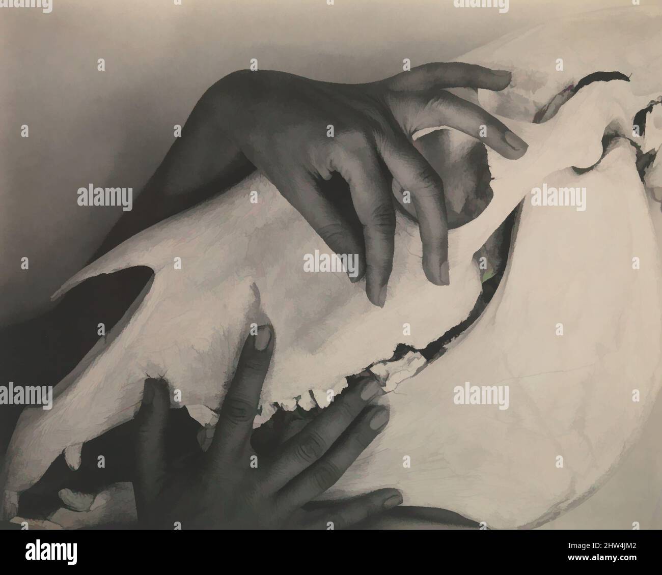 Art inspired by Georgia O&rsquo;Keeffe—Hands and Horse Skull, 1931 