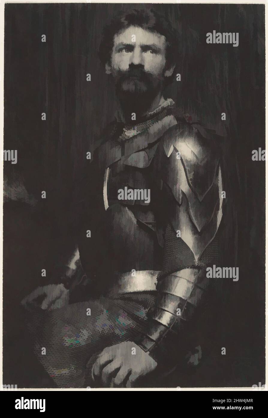 Art inspired by The Man in Armor (Self-Portrait), 1898, Platinum print, 17.3 x 11.9 cm. (6 13/16 x 4 11/16 in.), Photographs, Frank Eugene (American, New York 1865–1936 Munich, Classic works modernized by Artotop with a splash of modernity. Shapes, color and value, eye-catching visual impact on art. Emotions through freedom of artworks in a contemporary way. A timeless message pursuing a wildly creative new direction. Artists turning to the digital medium and creating the Artotop NFT Stock Photo