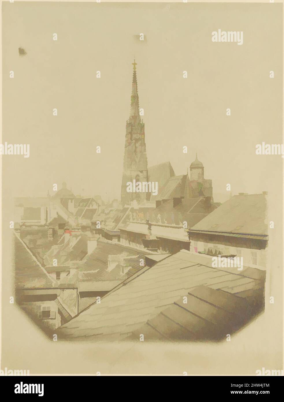 Art inspired by View of the rooftops and cathedral of Vienna, ca. 1853, Albumen silver print, Photographs, Alois Auer (Austrian, Wels 1813–1869 Vienna, Classic works modernized by Artotop with a splash of modernity. Shapes, color and value, eye-catching visual impact on art. Emotions through freedom of artworks in a contemporary way. A timeless message pursuing a wildly creative new direction. Artists turning to the digital medium and creating the Artotop NFT Stock Photo