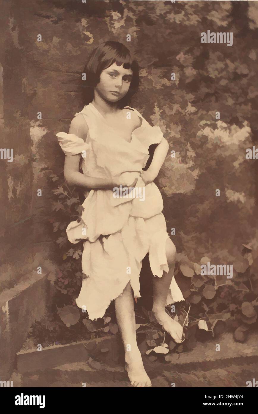 Art inspired by Alice Liddell as 'The Beggar Maid', 1858, Albumen silver print from glass negative, Image: 16.3 x 10.9cm (6 7/16 x 4 5/16in.), Photographs, Lewis Carroll (British, Daresbury, Cheshire 1832–1898 Guildford), Known primarily as the author of children's books, Lewis Carroll, Classic works modernized by Artotop with a splash of modernity. Shapes, color and value, eye-catching visual impact on art. Emotions through freedom of artworks in a contemporary way. A timeless message pursuing a wildly creative new direction. Artists turning to the digital medium and creating the Artotop NFT Stock Photo