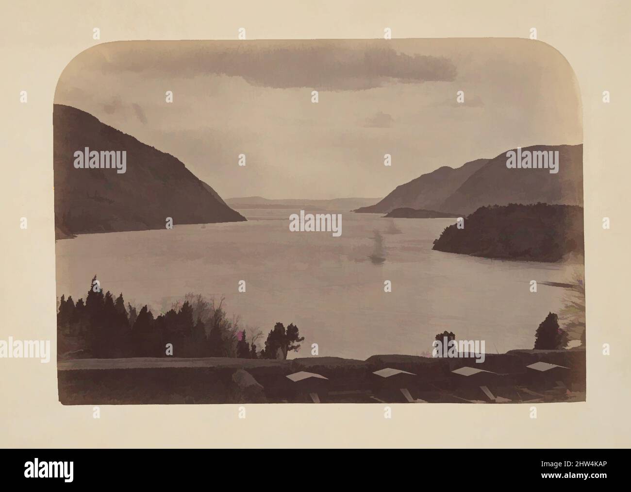 Art inspired by Hudson River Seen from United State Military Academy at West Point, New York, 1867, Albumen silver print, Image: 6 1/4 × 9 1/8 in. (15.9 × 23.2 cm), Photographs, George Kendall Warren (American, 1834–1884), Warren, who lived from 1851 to 1870 in Lowell, Massachusetts, Classic works modernized by Artotop with a splash of modernity. Shapes, color and value, eye-catching visual impact on art. Emotions through freedom of artworks in a contemporary way. A timeless message pursuing a wildly creative new direction. Artists turning to the digital medium and creating the Artotop NFT Stock Photo