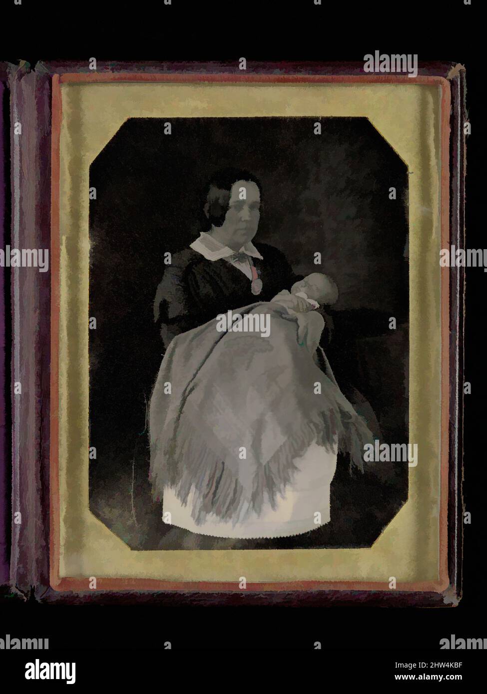 Art inspired by Mrs. Thomas Ustick Walter and Her Deceased Child, ca. 1846, Daguerreotype, Visible: 4 11/16 x 3 1/2, Case: 5 15/16 x 4 5/8 x 5/8, Photographs, William Langenheim (American, born Germany, Schöningen 1807–1874, Classic works modernized by Artotop with a splash of modernity. Shapes, color and value, eye-catching visual impact on art. Emotions through freedom of artworks in a contemporary way. A timeless message pursuing a wildly creative new direction. Artists turning to the digital medium and creating the Artotop NFT Stock Photo