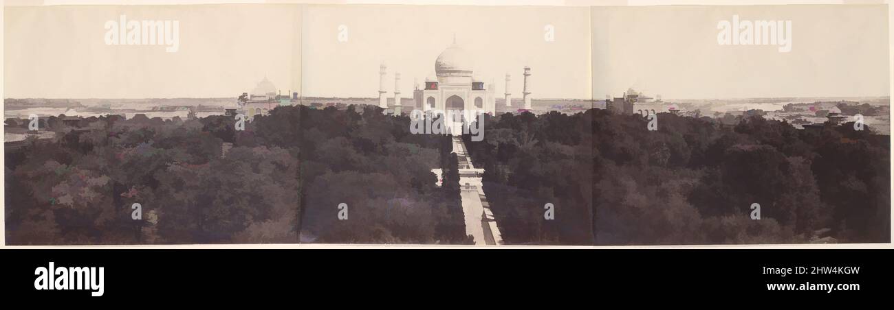 Art inspired by The Taj Mahal from the Gateway, January–March 1864, Albumen silver prints from waxed paper negatives, Image: 35 x 127 cm (13 3/4 x 50 in.) overall, Photographs, John Murray (British, Blackhouse, Aberdeenshire, Scotland 1809–1898 Sheringham, Norfolk county, England), Of, Classic works modernized by Artotop with a splash of modernity. Shapes, color and value, eye-catching visual impact on art. Emotions through freedom of artworks in a contemporary way. A timeless message pursuing a wildly creative new direction. Artists turning to the digital medium and creating the Artotop NFT Stock Photo