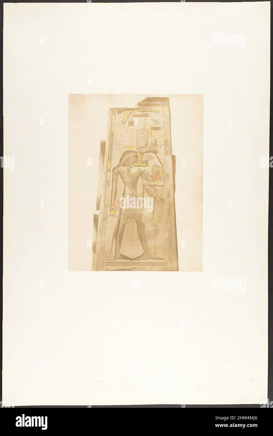 Art inspired by Pilier du Sanctuaire de granit du Palais de Karnac (Bas-relief représentant le Pharaon Thotmès III et la Déesse Nauth), 1849–50, Salted paper print from paper negative, Image: 8 3/16 × 6 1/4 in. (20.8 × 15.8 cm), Photographs, Maxime Du Camp (French, 1822–1894, Classic works modernized by Artotop with a splash of modernity. Shapes, color and value, eye-catching visual impact on art. Emotions through freedom of artworks in a contemporary way. A timeless message pursuing a wildly creative new direction. Artists turning to the digital medium and creating the Artotop NFT Stock Photo