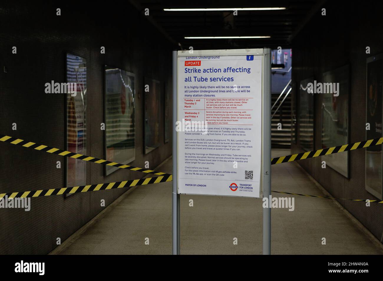 London (UK), 03.03.2022: Most underground services not running due to strike action by TFL tube staff Stock Photo