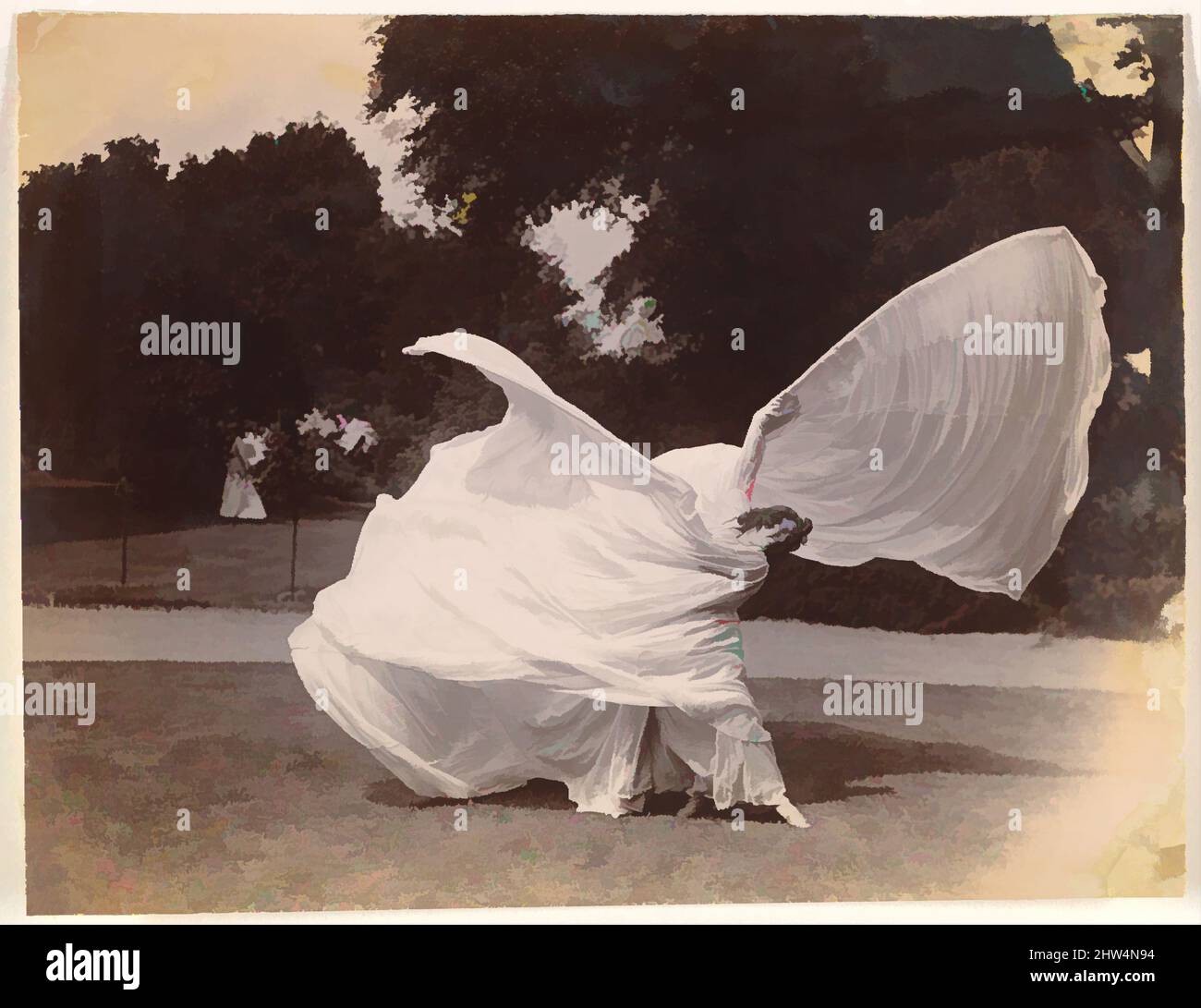 Art inspired by Loie Fuller Dancing, ca. 1900, Gelatin silver print, 10.3 x 13.3 cm (4 x 5 1/4 in.), irregularly trimmed, Photographs, Samuel Joshua Beckett (British, Shadwell, Stepney London 1870–1940 Bournemouth), The American dancer Loie Fuller (1862-1928) conquered Paris on her, Classic works modernized by Artotop with a splash of modernity. Shapes, color and value, eye-catching visual impact on art. Emotions through freedom of artworks in a contemporary way. A timeless message pursuing a wildly creative new direction. Artists turning to the digital medium and creating the Artotop NFT Stock Photo