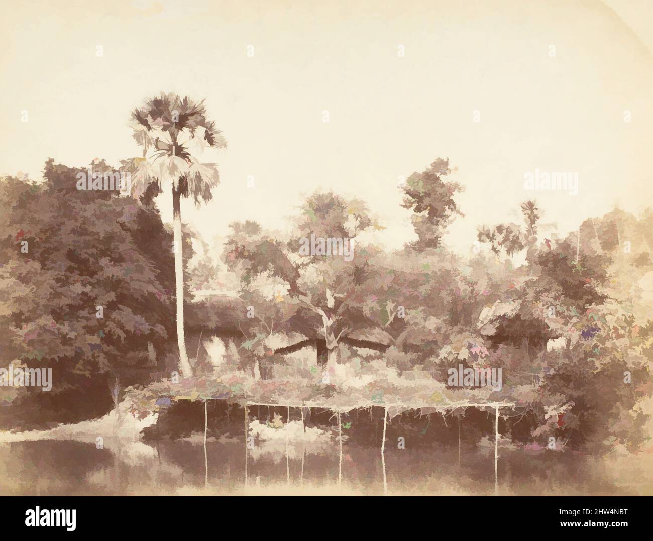 Art inspired by View of the Jungle, Bengal, 1850s, Albumen silver print, Image: 19.1 x 25 cm (7 1/2 x 9 13/16 in.), Photographs, Captain R. B. Hill, Classic works modernized by Artotop with a splash of modernity. Shapes, color and value, eye-catching visual impact on art. Emotions through freedom of artworks in a contemporary way. A timeless message pursuing a wildly creative new direction. Artists turning to the digital medium and creating the Artotop NFT Stock Photo