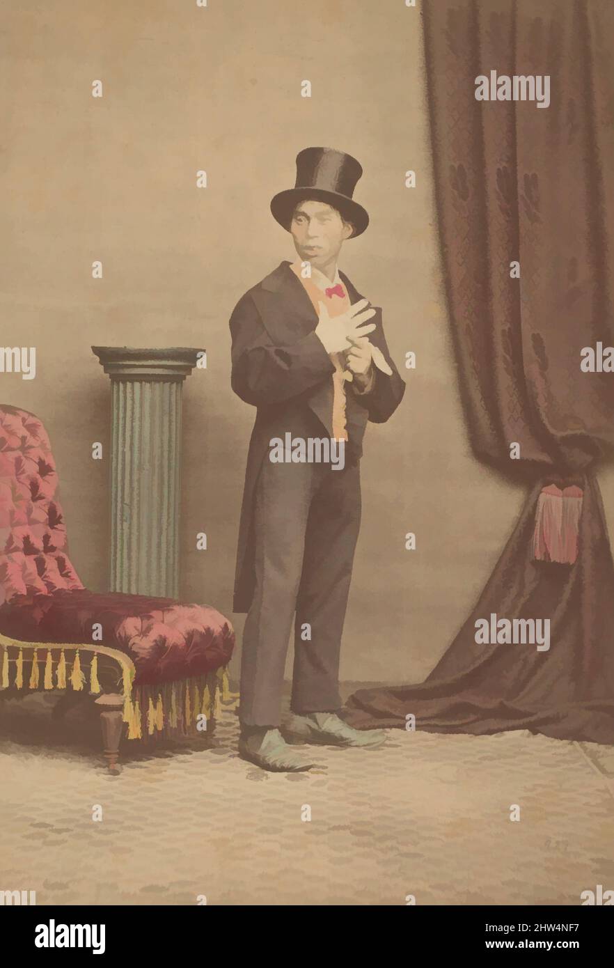 Art inspired by Studio Portrait of a Japanese Man in Western Clothing, 1880s, Albumen silver print, Image: 14.2 x 9.7 cm (5 9/16 x 3 13/16 in.), Photographs, Raimund von Stillfried (Austrian, 1839–1911, Classic works modernized by Artotop with a splash of modernity. Shapes, color and value, eye-catching visual impact on art. Emotions through freedom of artworks in a contemporary way. A timeless message pursuing a wildly creative new direction. Artists turning to the digital medium and creating the Artotop NFT Stock Photo