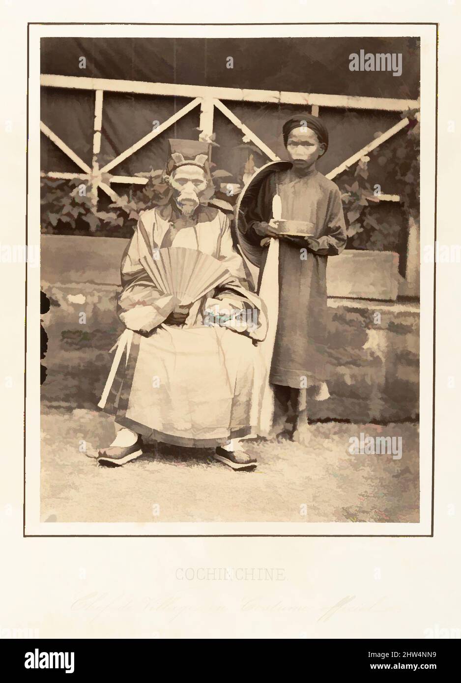Art inspired by Chef de Village en Costume officiel, Cochinchine, 1866, Albumen silver print from glass negative, 20.8 x 16.3 cm (8 3/16 x 6 7/16 in.), Photographs, Emile Gsell (French, Sainte-Marie-aux-Mines 1838–1879 Vietnam, Classic works modernized by Artotop with a splash of modernity. Shapes, color and value, eye-catching visual impact on art. Emotions through freedom of artworks in a contemporary way. A timeless message pursuing a wildly creative new direction. Artists turning to the digital medium and creating the Artotop NFT Stock Photo
