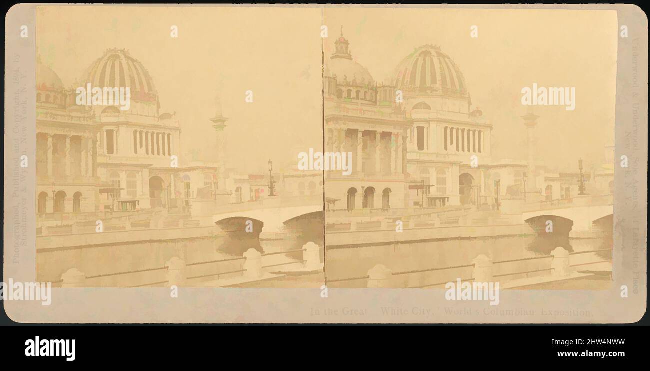 Art inspired by Group of 66 Stereograph Views of the 1893 Chicago World's Fair and Columbian Exposition, 1850s–1910s, Albumen silver prints, Mounts approximately: 8.7 x 17.5 cm (3 7/16 x 6 7/8 in.) to 10.6 x 17.8 cm (4 3/16 x 7 in.), Photographs, Strohmeyer & Wyman (American), Kilburn, Classic works modernized by Artotop with a splash of modernity. Shapes, color and value, eye-catching visual impact on art. Emotions through freedom of artworks in a contemporary way. A timeless message pursuing a wildly creative new direction. Artists turning to the digital medium and creating the Artotop NFT Stock Photo