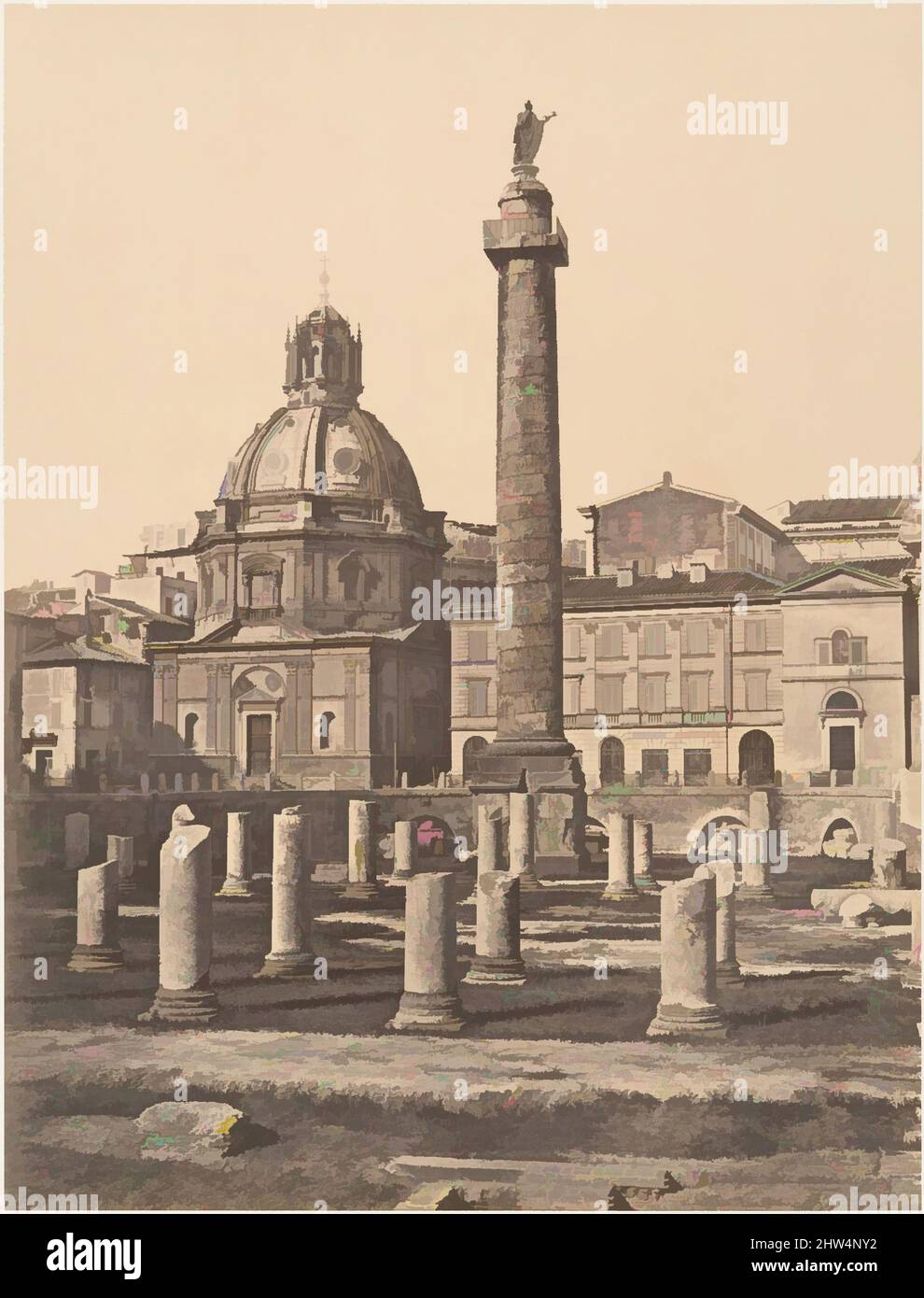Art inspired by Foro e Colonna di Trajano, 1848–52, Albumen print from glass negative, Image: 11 5/16 × 8 11/16 in. (28.8 × 22 cm), Photographs, Eugène Constant (French, active Italy, 1848–55, Classic works modernized by Artotop with a splash of modernity. Shapes, color and value, eye-catching visual impact on art. Emotions through freedom of artworks in a contemporary way. A timeless message pursuing a wildly creative new direction. Artists turning to the digital medium and creating the Artotop NFT Stock Photo