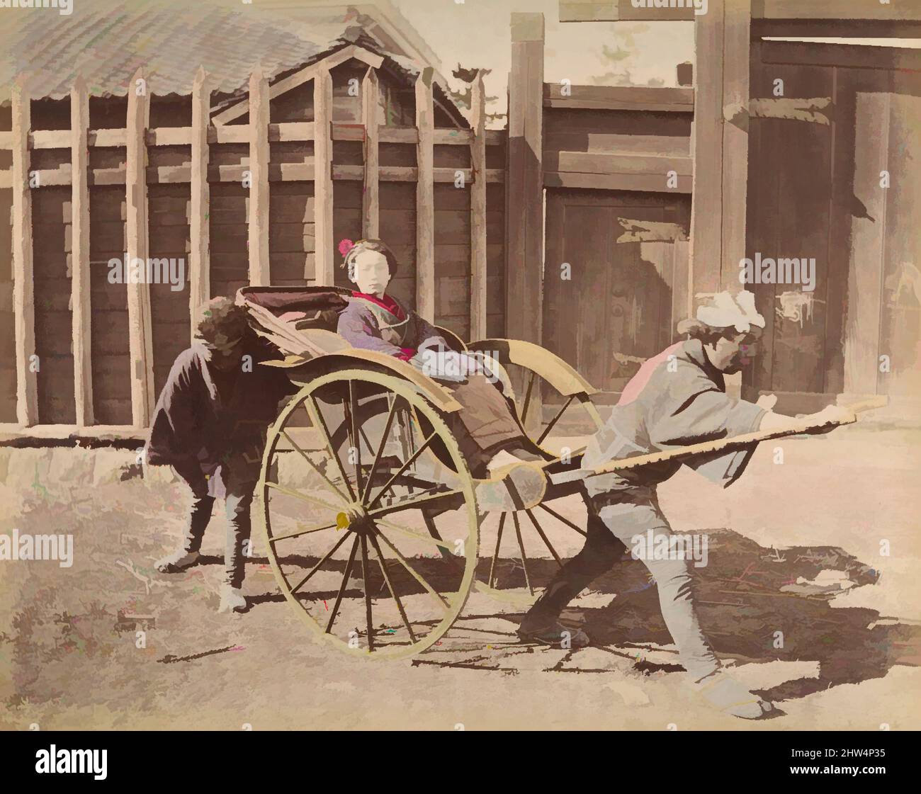 Japanese woman in carriage, 1870s hi-res stock photography