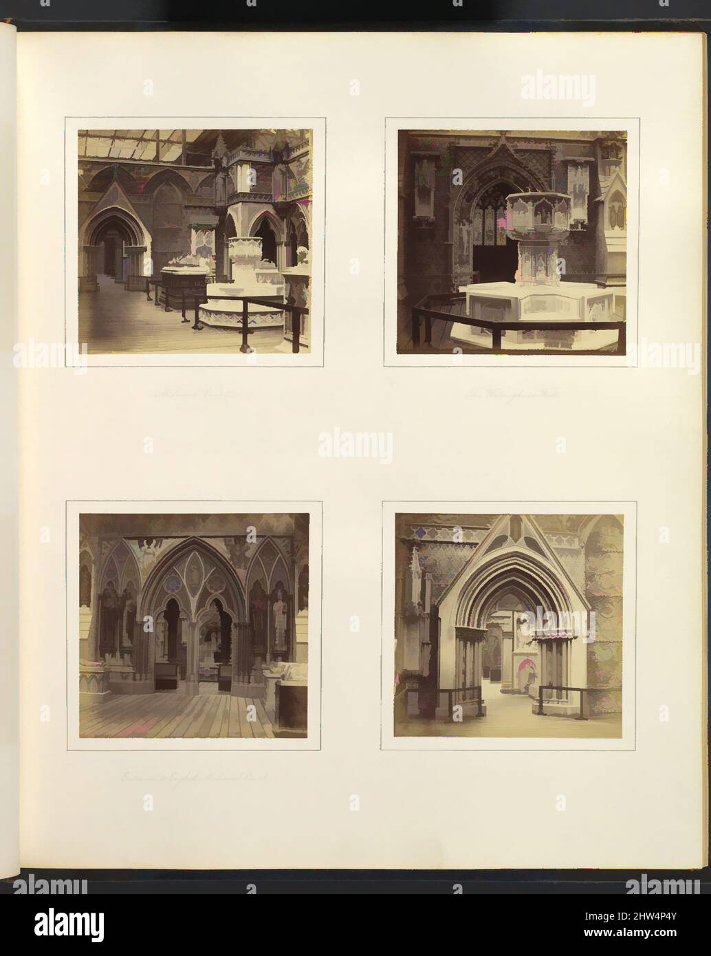 Art inspired by Medieval Court; The Walsingham Font; Entrance to English Medieval Court, ca. 1859, Albumen silver print from glass negative, 7.9 x 8.1 cm (3 1/8 x 3 3/16 in.), each, Photographs, Attributed to Philip Henry Delamotte (British, 1821–1889, Classic works modernized by Artotop with a splash of modernity. Shapes, color and value, eye-catching visual impact on art. Emotions through freedom of artworks in a contemporary way. A timeless message pursuing a wildly creative new direction. Artists turning to the digital medium and creating the Artotop NFT Stock Photo
